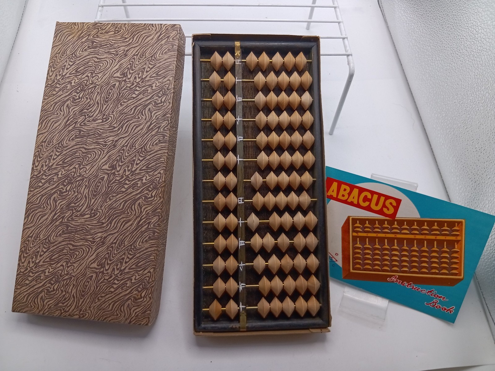 Abacus Wood Brown Tan Includes Original Box Instruction Book Mathematics