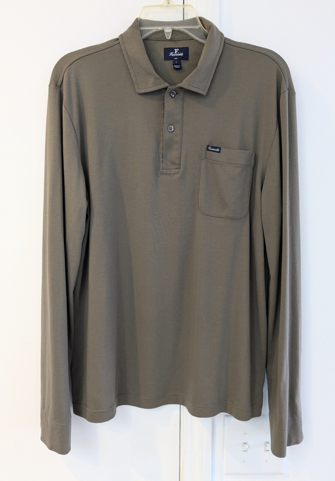 Faconnable Long Sleeve Polo Shirt Olive Green Mens L Club Fit 100% Cotton Faconnable Long Sleeve Polo Shirt Olive Green Mens L Club Fit 100% Cotton