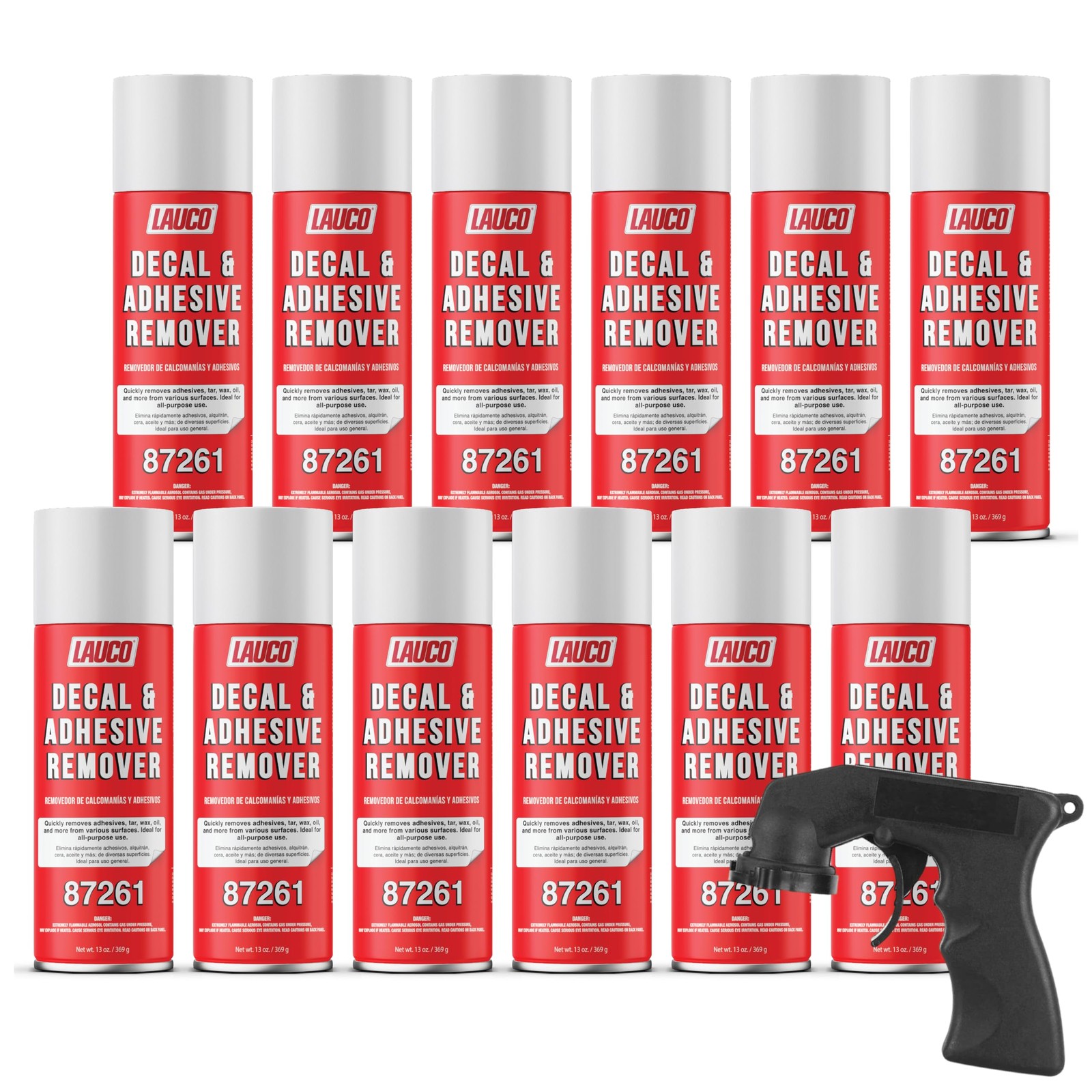 LAUCO Decal & Adhesive Remover–13oz Aerosol Spray–Removes Stickers, Tar, 12 Pack LAUCO Decal & Adhesive Remover–13oz Aerosol Spray–Removes Stickers, Tar, 12 Pack
