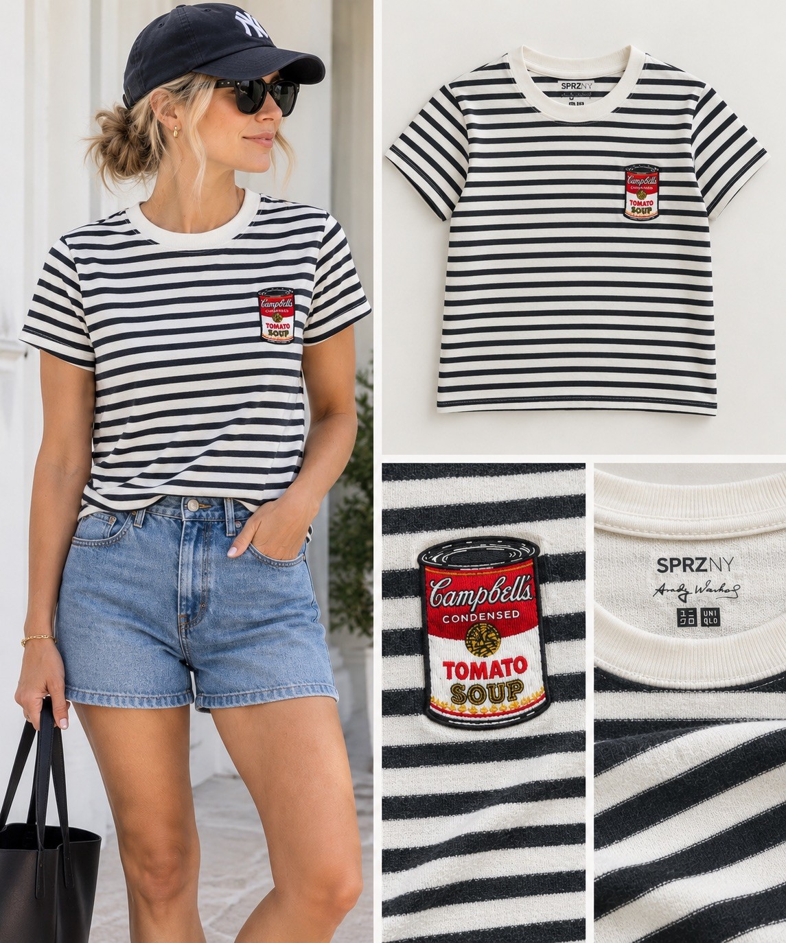 Uniqlo SPRZ NY Andy Warhol Campbell’s Soup Stripe T Shirt Womens S