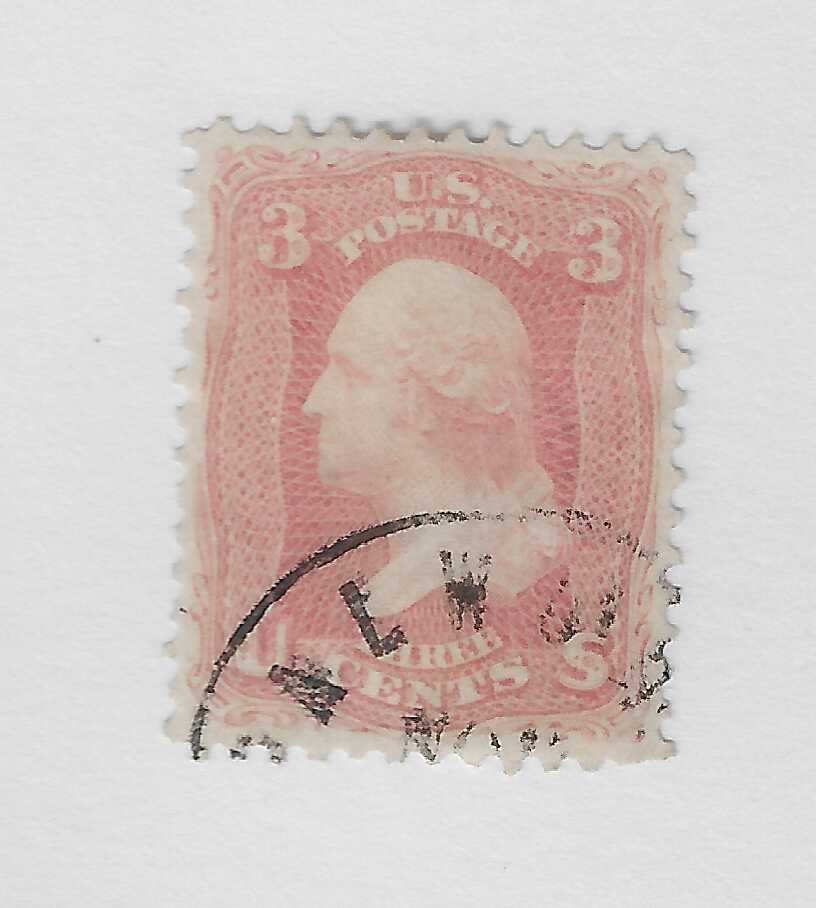 US Scott # 64, three cents pink, Washington, 1861-66, XF, scv. $3000