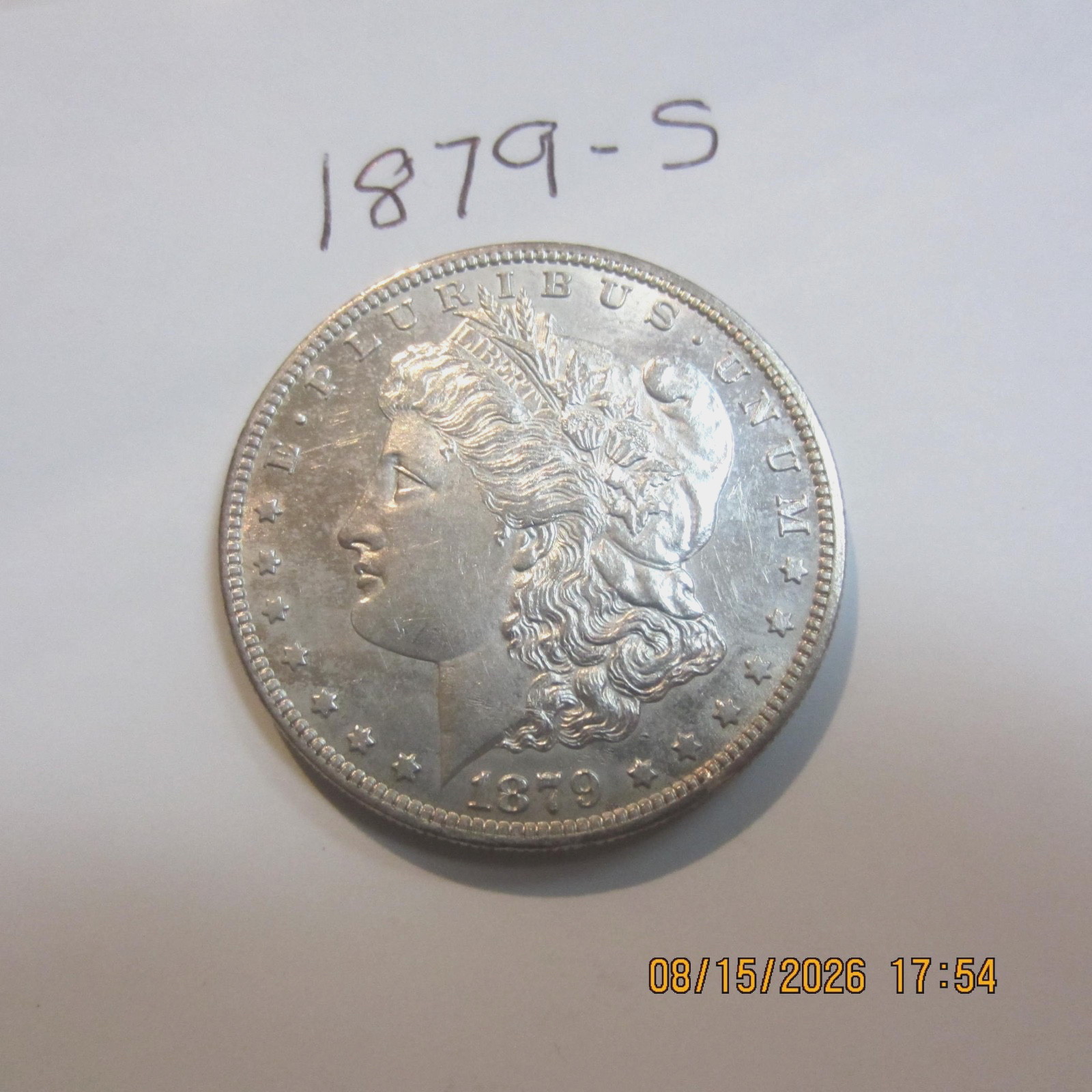 1879 S MORGAN SILVER DOLLAR AU. 1879 S MORGAN SILVER DOLLAR AU.