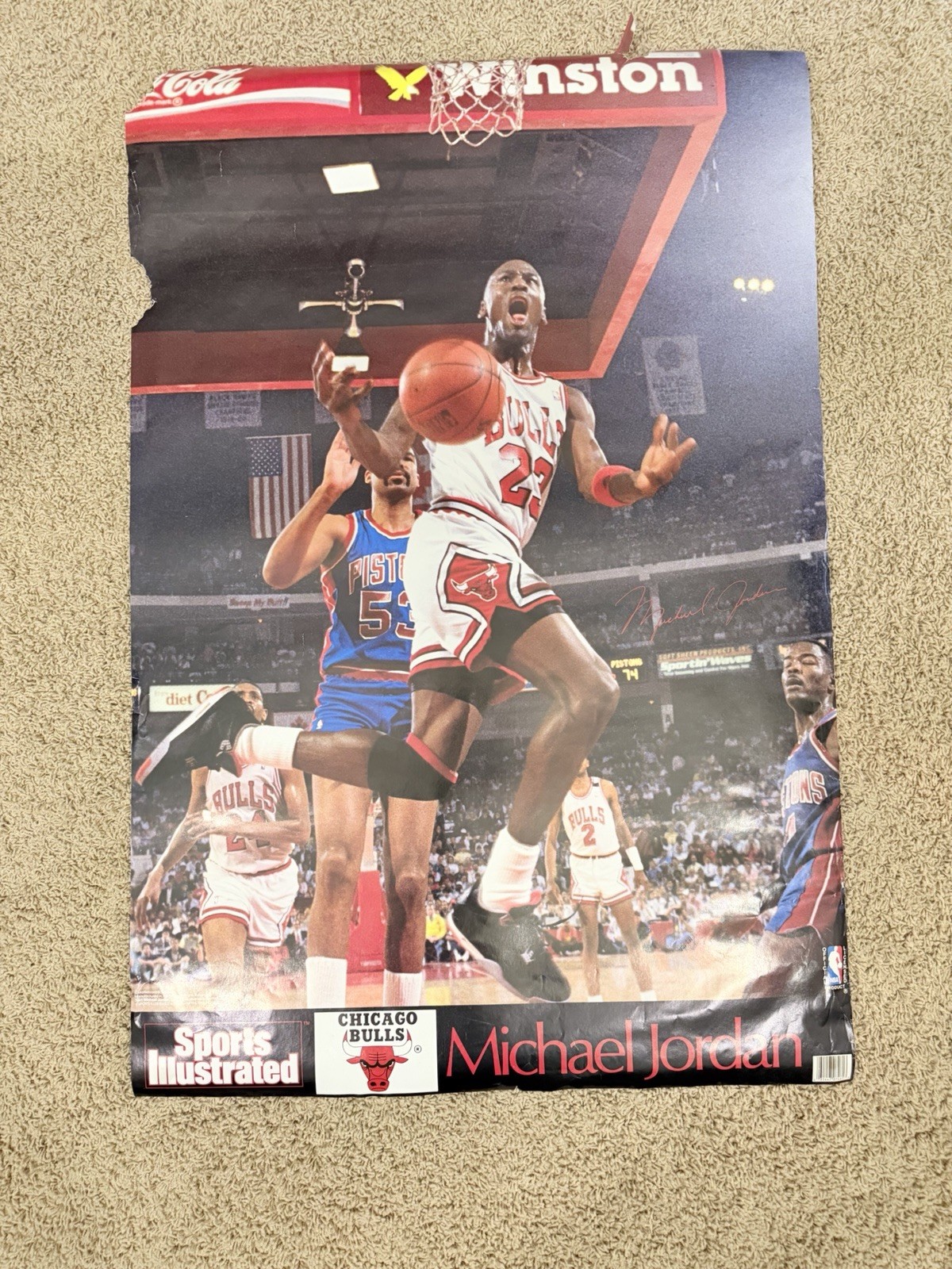 SPORTS ILLUSTRATED MICHAEL JORDAN 35”x23” ORIGINAL VINTAGE POSTER RARE