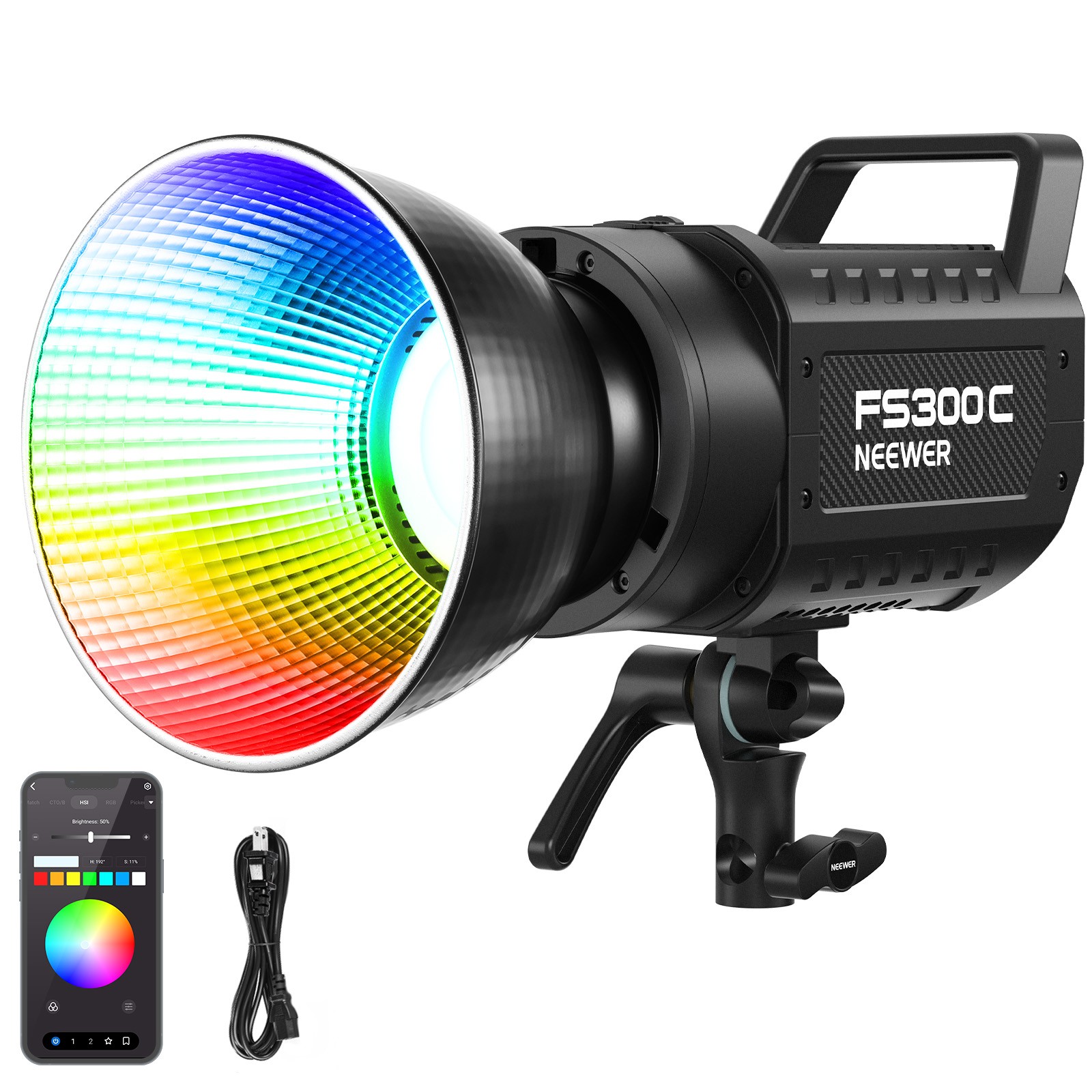 NEEWER FS300C 300W RGB LED Video Light with App 2.4G Control Studio Photography