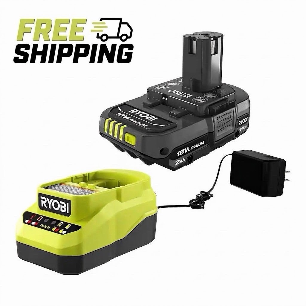 Ryobi ONE+ 18V 2Ah Li-Ion Lithium Starter Kit Green (Battery + Charger)