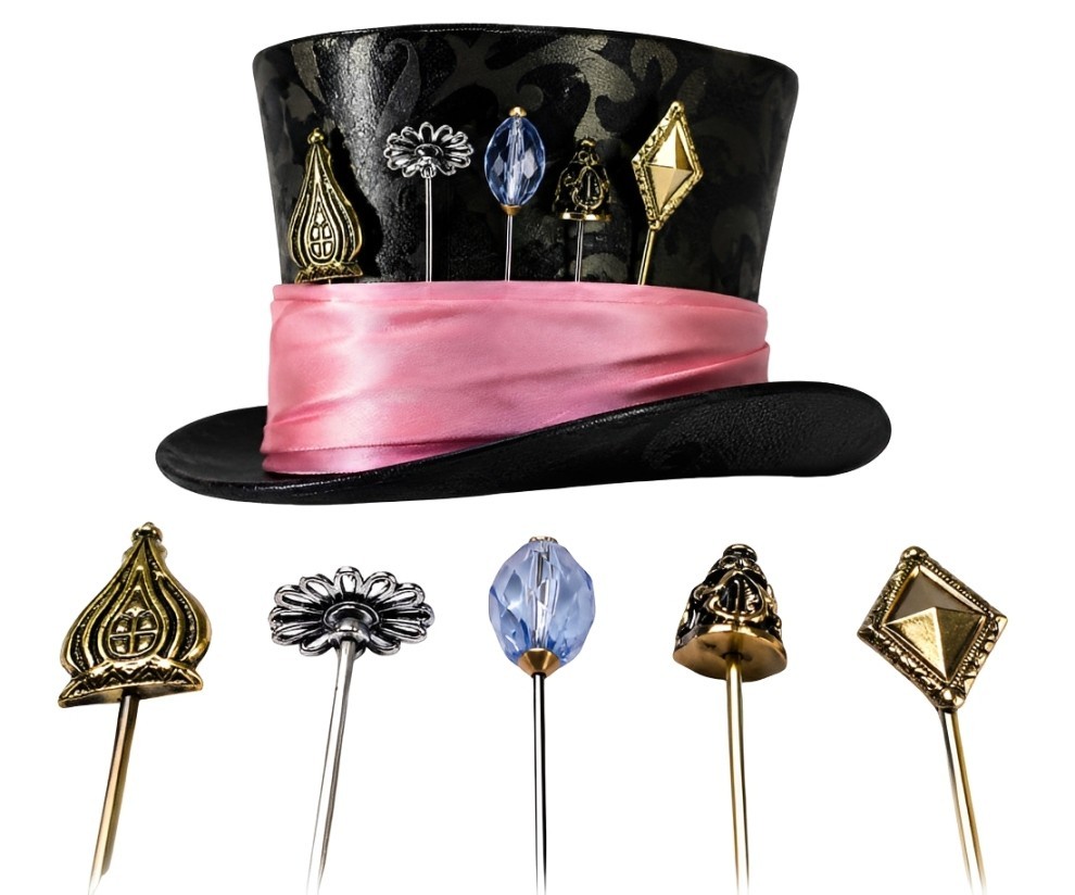 Exact Mad Hatter Top Hat 5 Copper PINS SET of 5 Costume Accessories Props