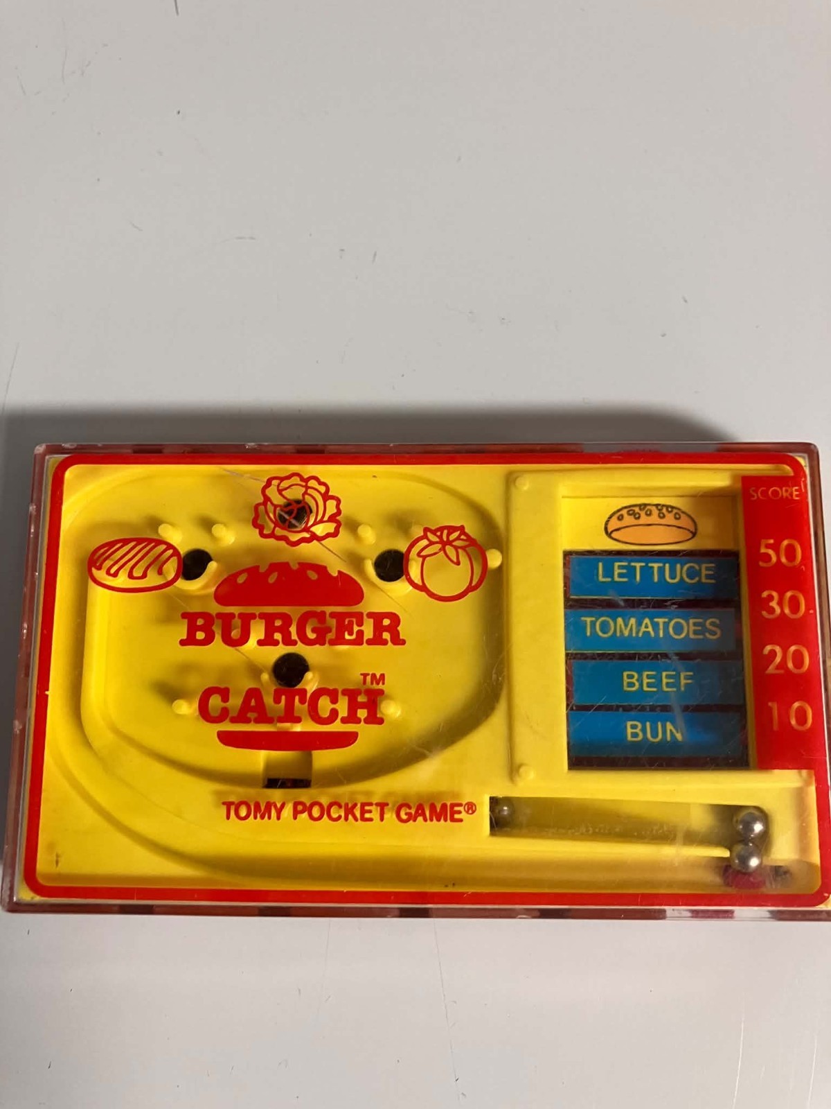 Tomy Pocket Handheld Game - Burger Catch levers work Tomy Pocket Handheld Game - Burger Catch levers work