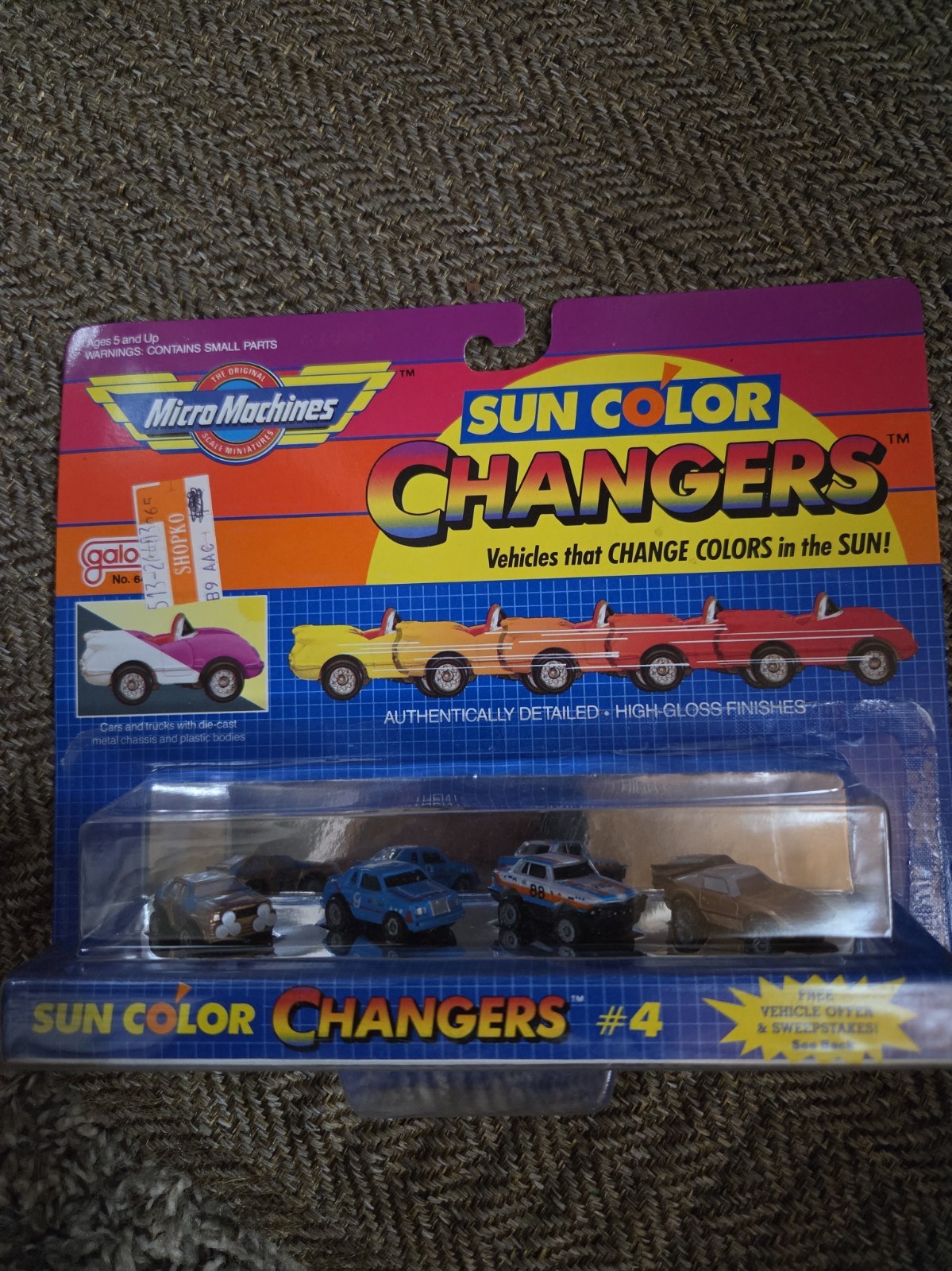Galoob Micro Machines Sun Color Changers #4 Diecast Car Set Unopened Box