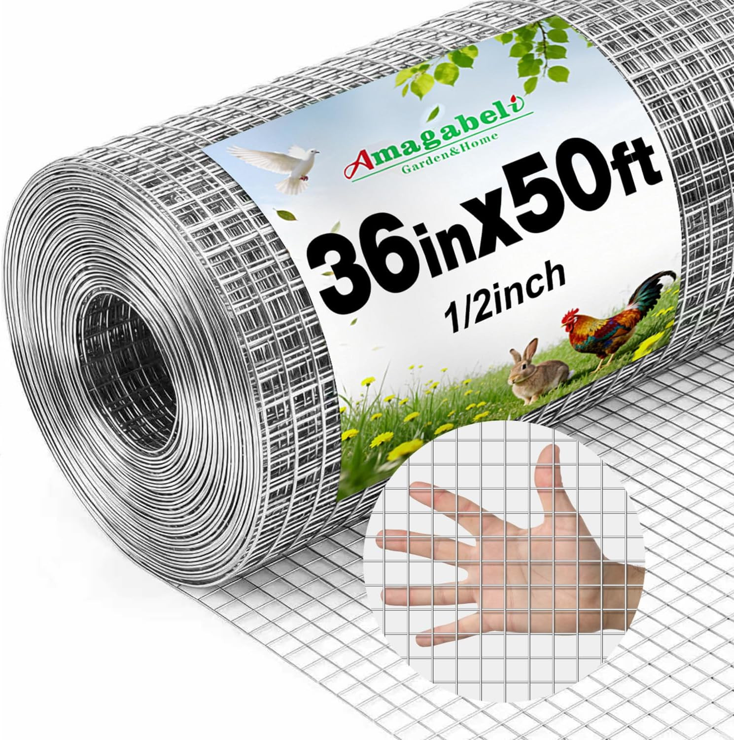 Amagabeli Hardware Cloth 1/2 Inch 36Inx50Ft 19 Gauge Chicken Wire Fence Hot-Dipp Amagabeli Hardware Cloth 1/2 Inch 36Inx50Ft 19 Gauge Chicken Wire Fence Hot-Dipp