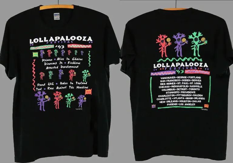 Lollapalooza T-Shirt, Vintage 1993 Lollapalooza Tour Concert T-Shirt