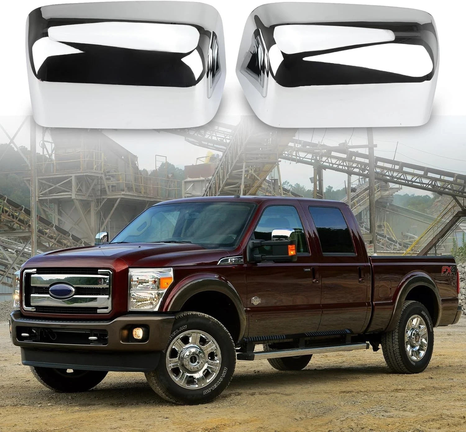 Chrome Top Half Mirror Caps Cover Trim Directly Replace for 2008-2016 Ford F250 Chrome Top Half Mirror Caps Cover Trim Directly Replace for 2008-2016 Ford F250