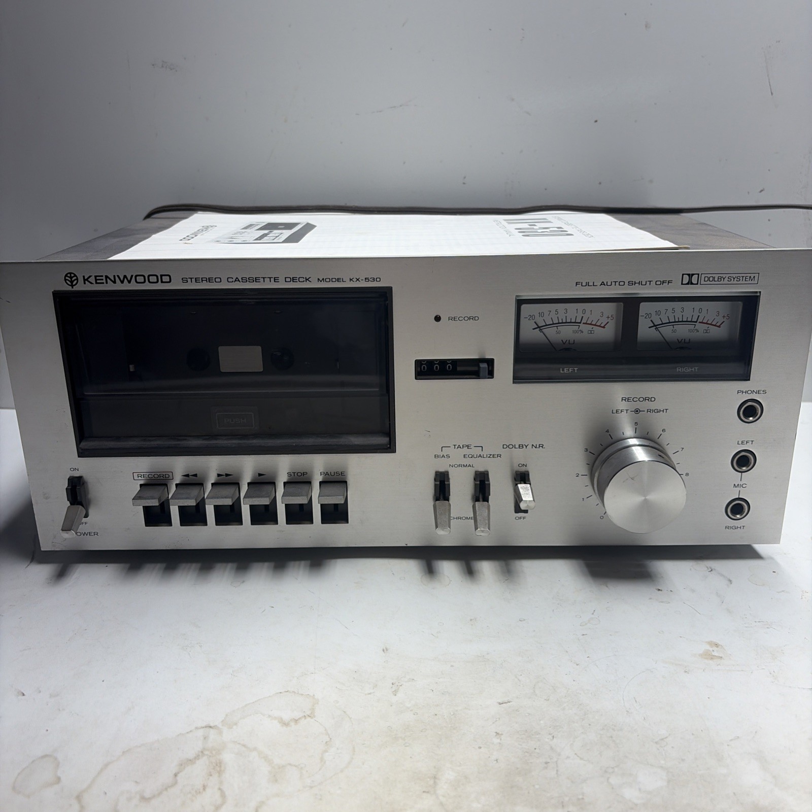 Kenwood KX-530 Stereo Cassette Deck With Manual Kenwood KX-530 Stereo Cassette Deck With Manual