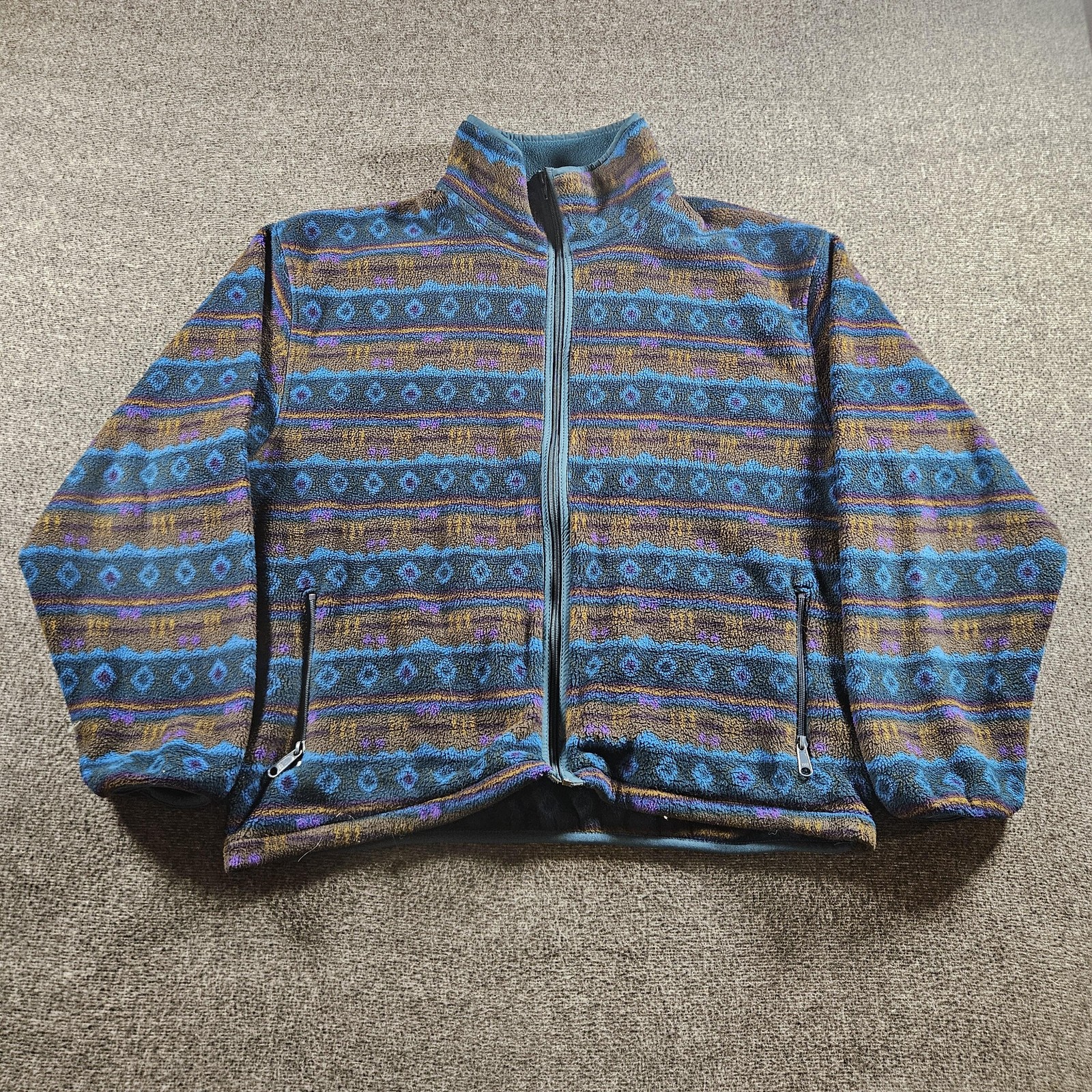 Vintage L.L. Bean Jacket Mens Large Blue Fleece Full Zip Bomber Southwest 90s Vintage L.L. Bean Jacket Mens Large Blue Fleece Full Zip Bomber Southwest 90s