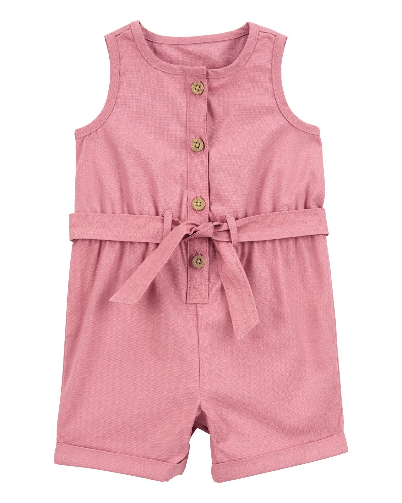 Carter's Baby Girl Sleeveless Canvas Romper, Pink Canvas, Sizes 12-24 Months