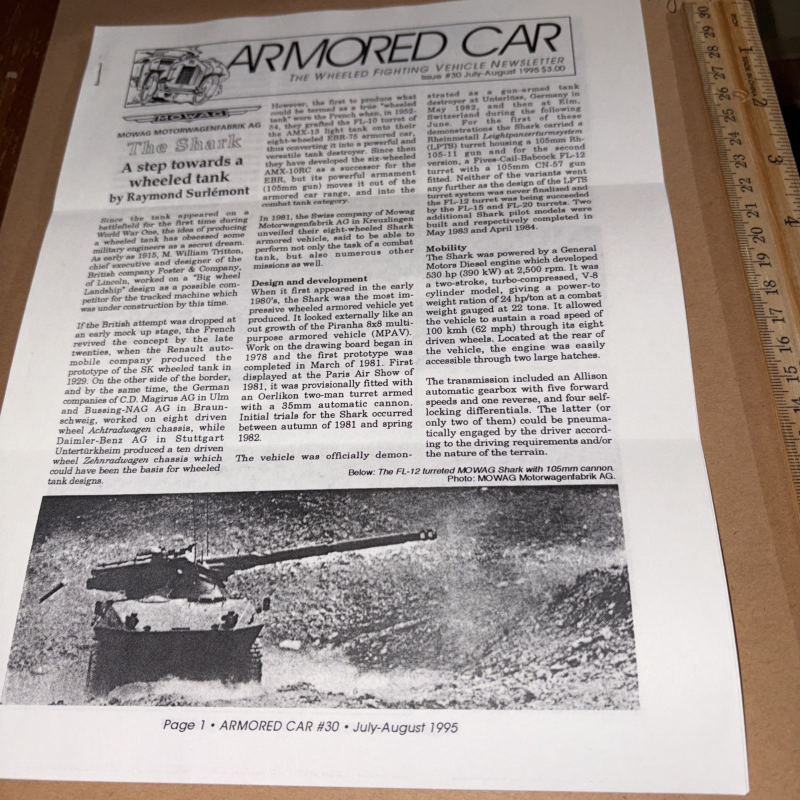 VTG 1995 Newsletter: MOWAG MOTORWAGENFABRIK AG The Shark 8x8 Wheeled Tank