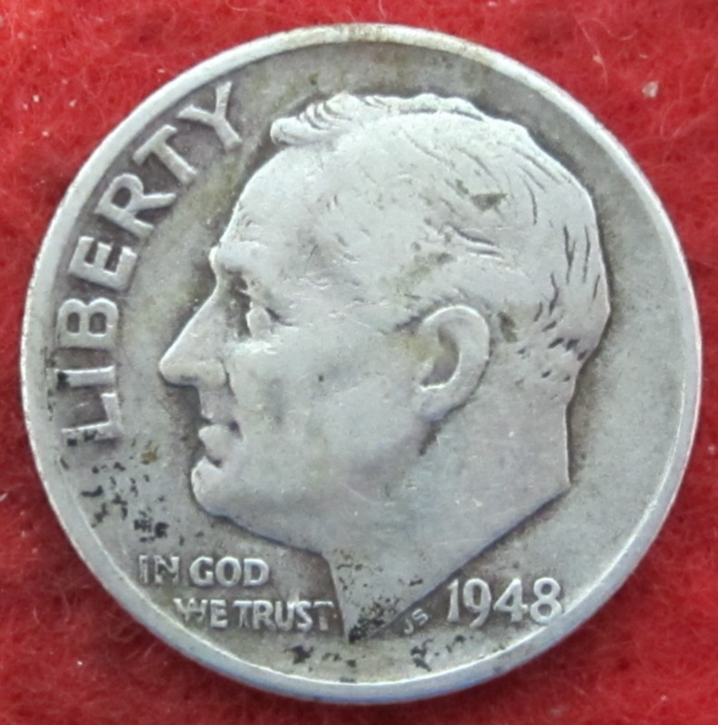 1948 D Roosevelt Silver Dime - Circulated - Actual Coin I380