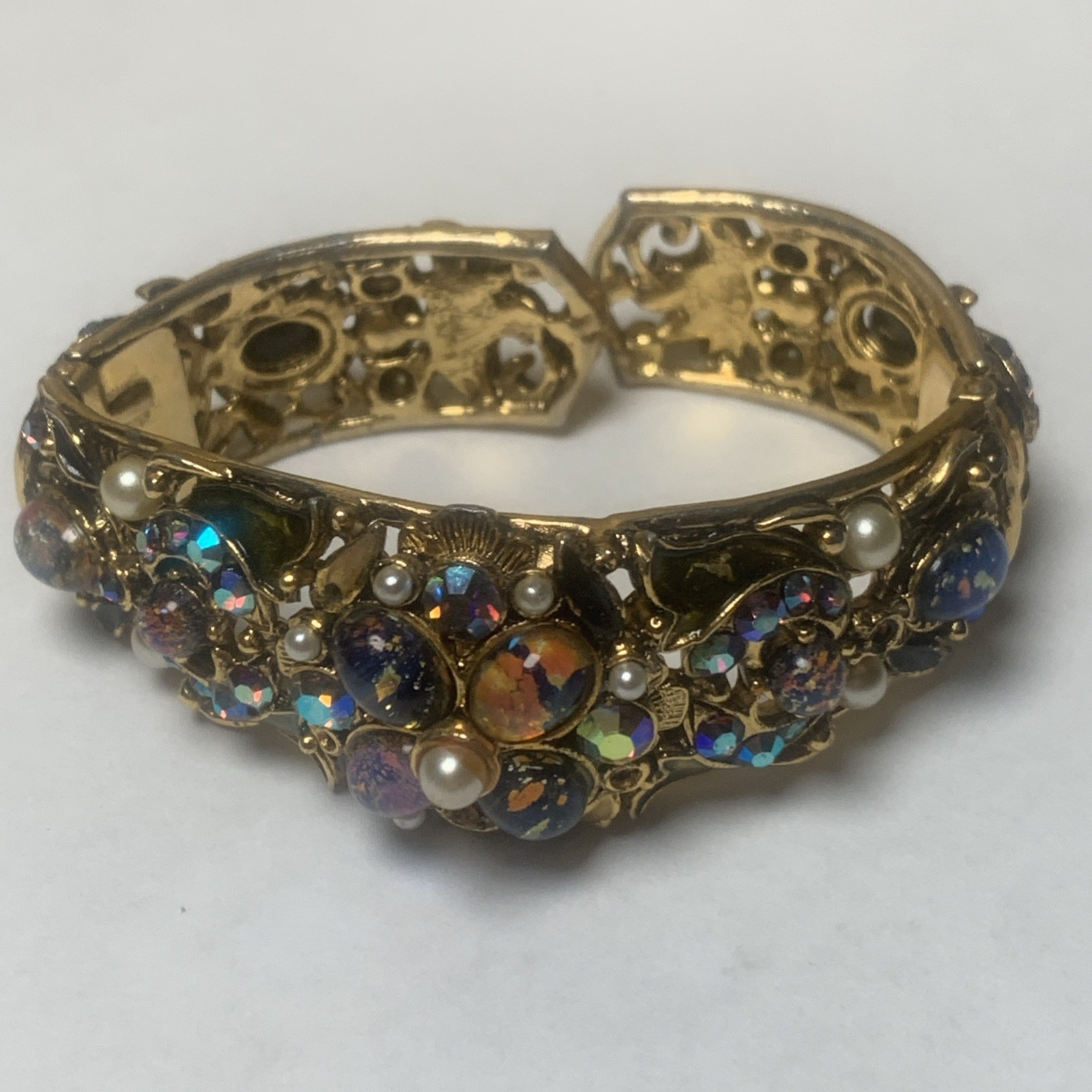 Vintage Unsigned HOLLYCRAFT Rhinestone Clamper Bracelet - Selling AS IS