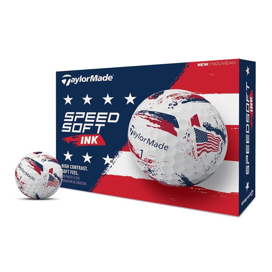 NEW TaylorMade SpeedSoft USA Ink Golf Balls 2 Dozen 24 Balls White Patriot