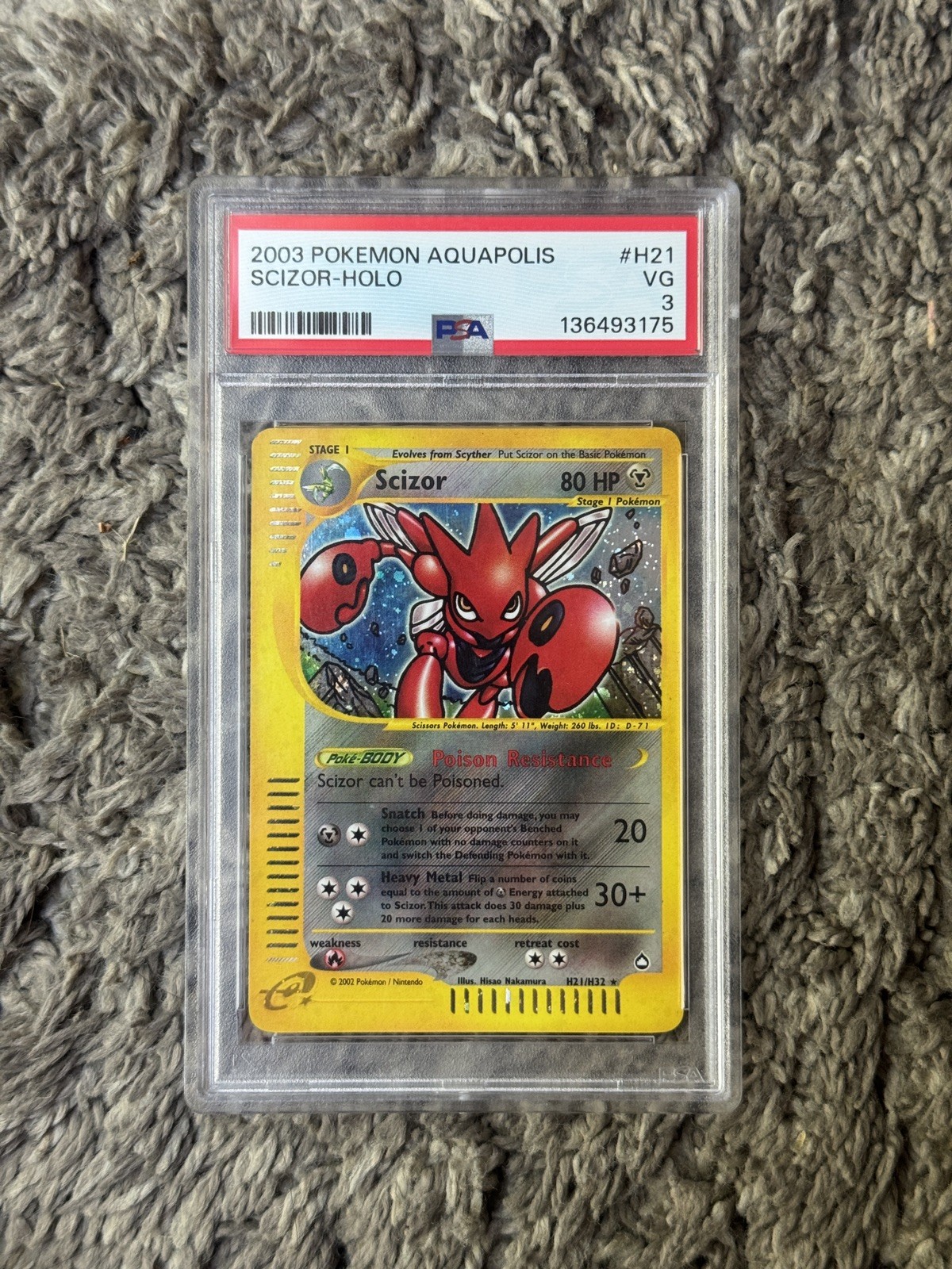 Pokemon Scizor H21/H32 Aquapolis (2003) Holo PSA 3 Pokemon Scizor H21/H32 Aquapolis (2003) Holo PSA 3