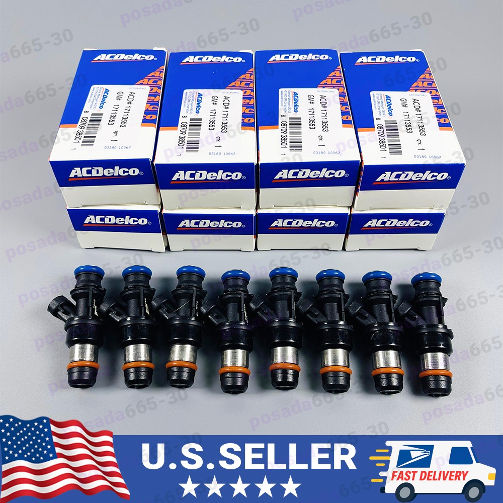8pcs OEM 4holes Fuel Injectors 17113553 For 99-07 Chevy Silverado 4.8L 5.3L 6.0L