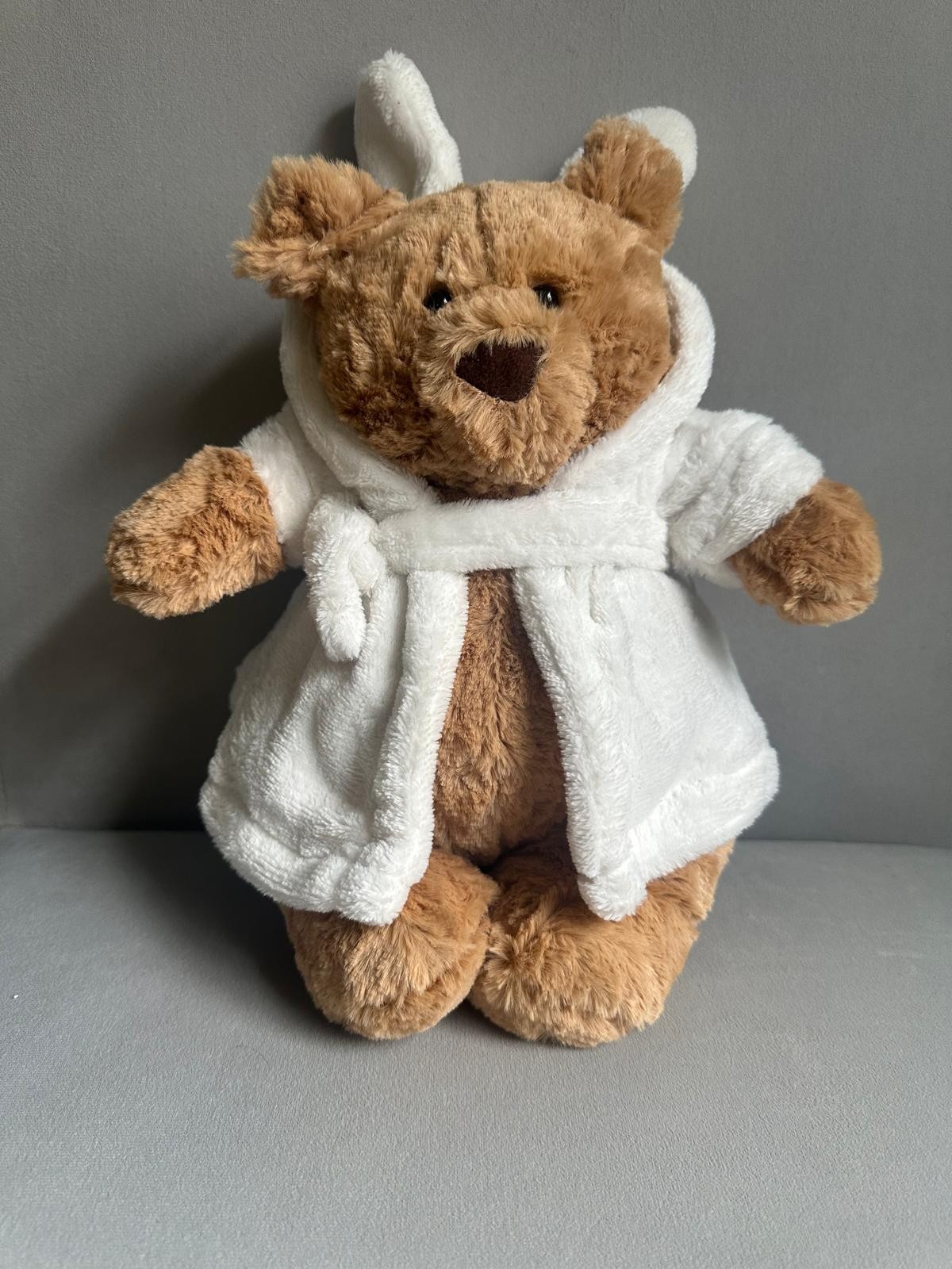 Jellycat Teddy Bear Plush Toy White Bathrobe Soft Stuffed Animal Cute Gift