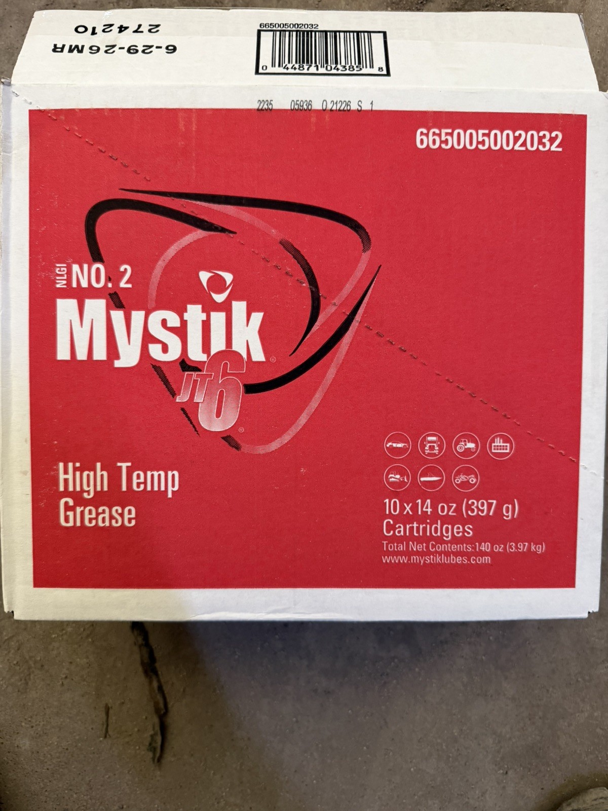 Mystik JT-6 No. 2 High Temp Grease 14 oz Cartridges 10 Pack Case