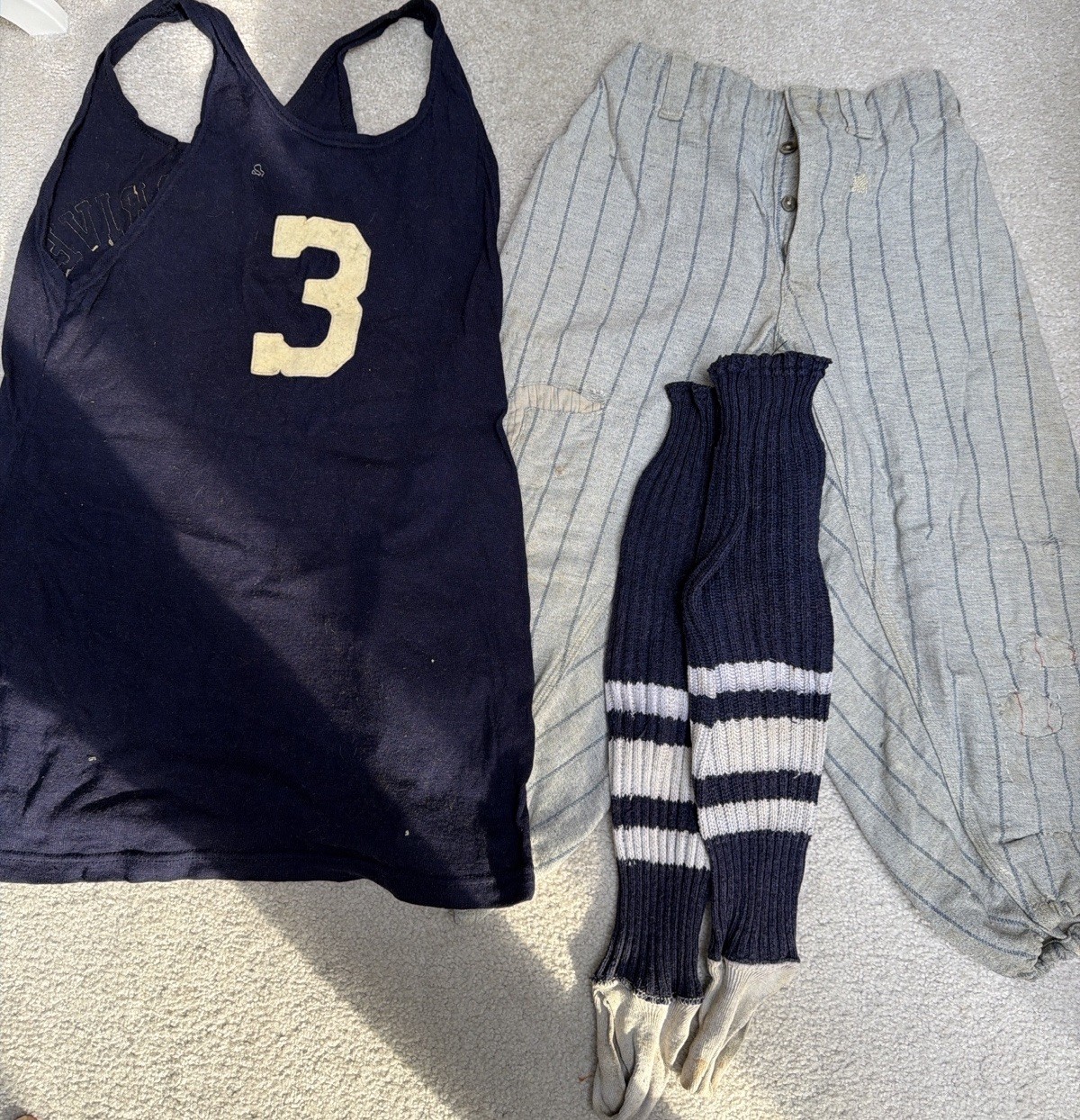 Vintage1930’s-1950’s Baseball  Uniform Jersey #3 Pinstripe PantsStirrupSocksRare