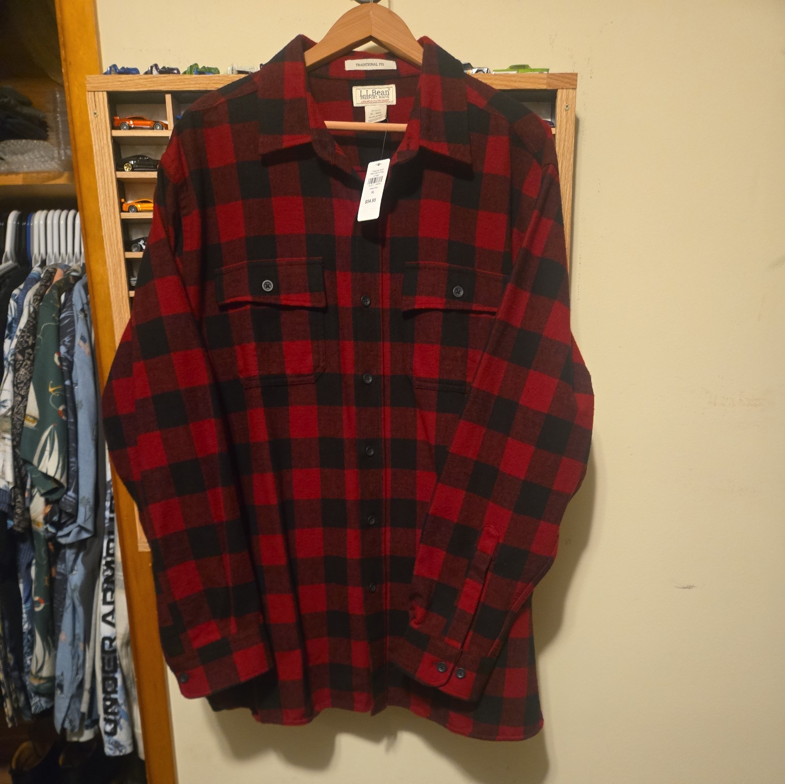 Vintage L.L. Bean Men\'s Chamois Cloth Work Shirt Outdoor XL Buffalo Plaid NOS