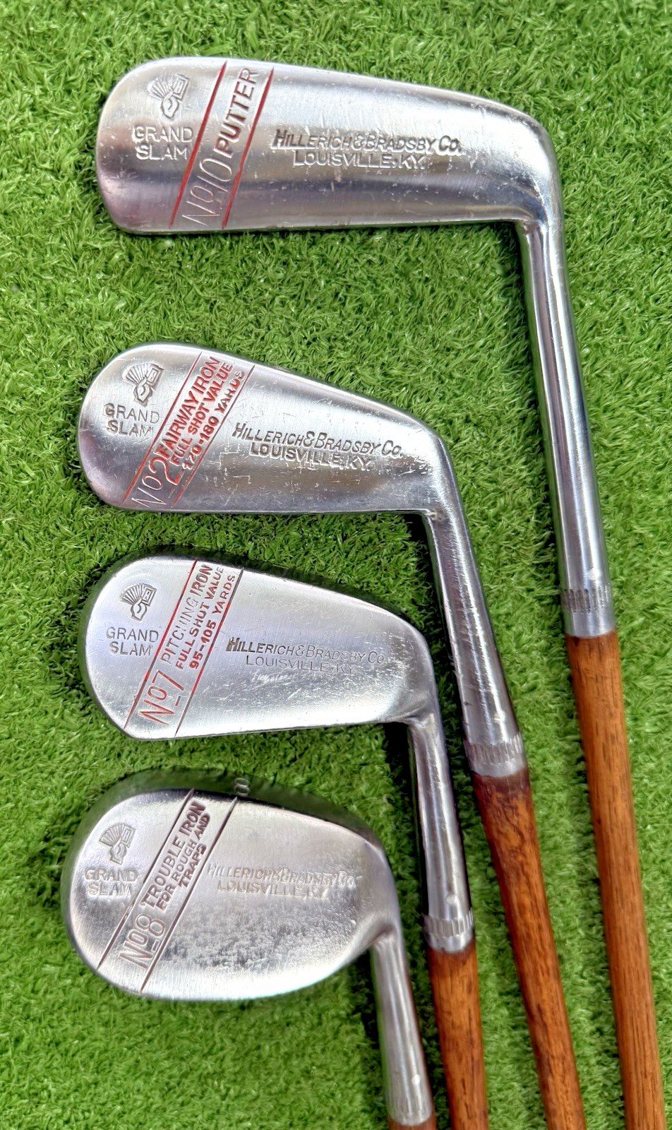 Antique Hickory Wood Shaft H & B Grand Slam Irons