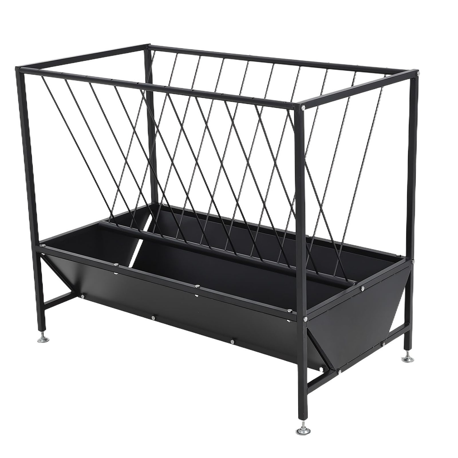 50 Gallon Livestock Hay Feeder with 30 Gallon Grain Pan, Steel Cattle Trough