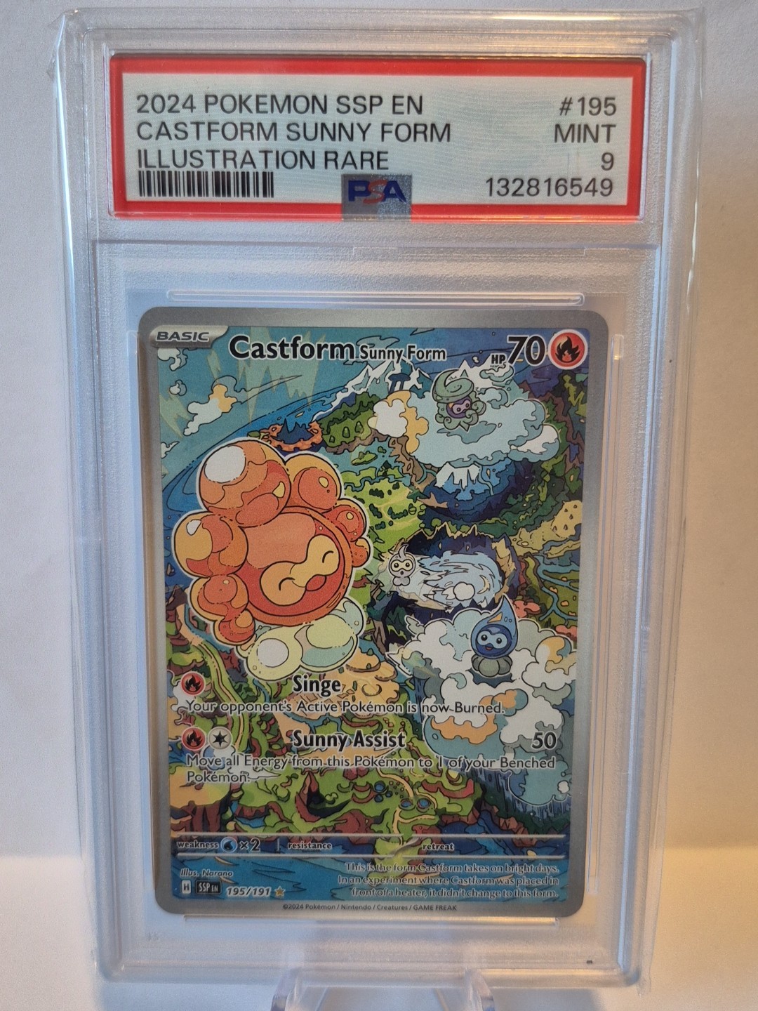 2024 Pokémon Castform Sunny Form #195 Illustration Rare PSA 9 SSP Surging Sparks