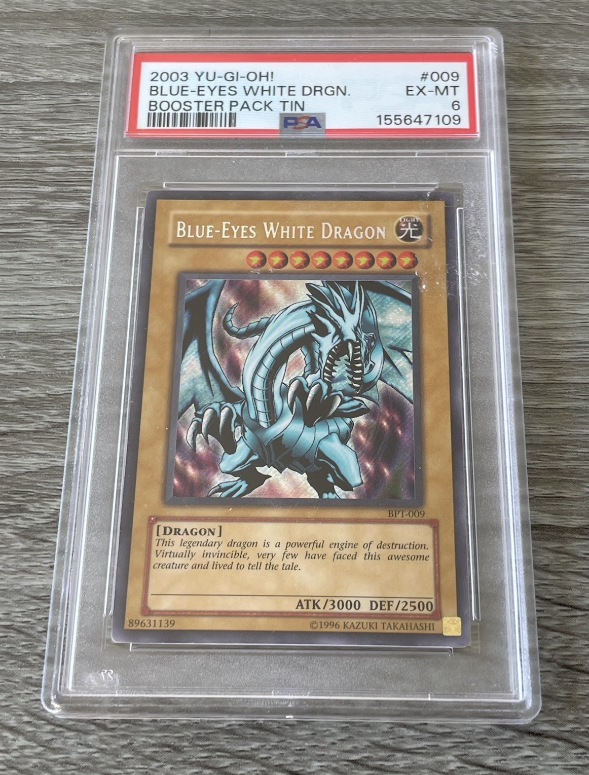 🔥 2003 YU-GI-OH TIN #009 BLUE-EYES WHITE DRAGON PSA 6
