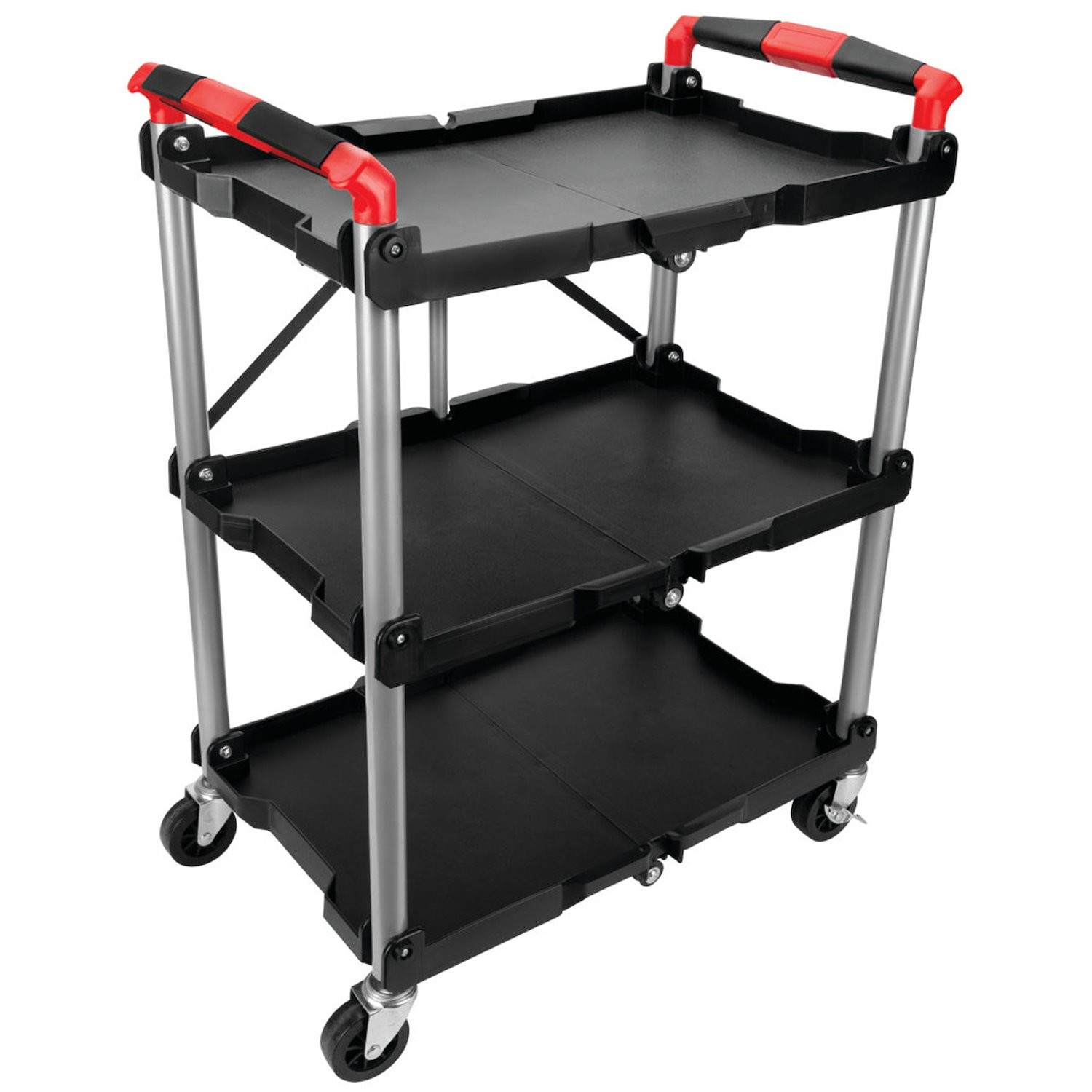 JEGS 3-Shelf Collapsible Rolling Tool Cart