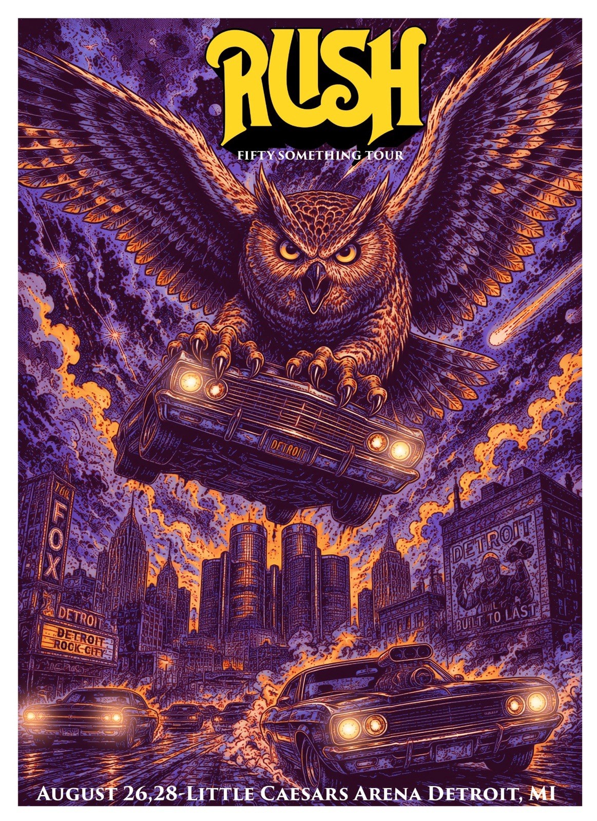 RUSH FIFTY SOMETHING TOUR 2026 Detroit POSTER Limited Signed & # To 100