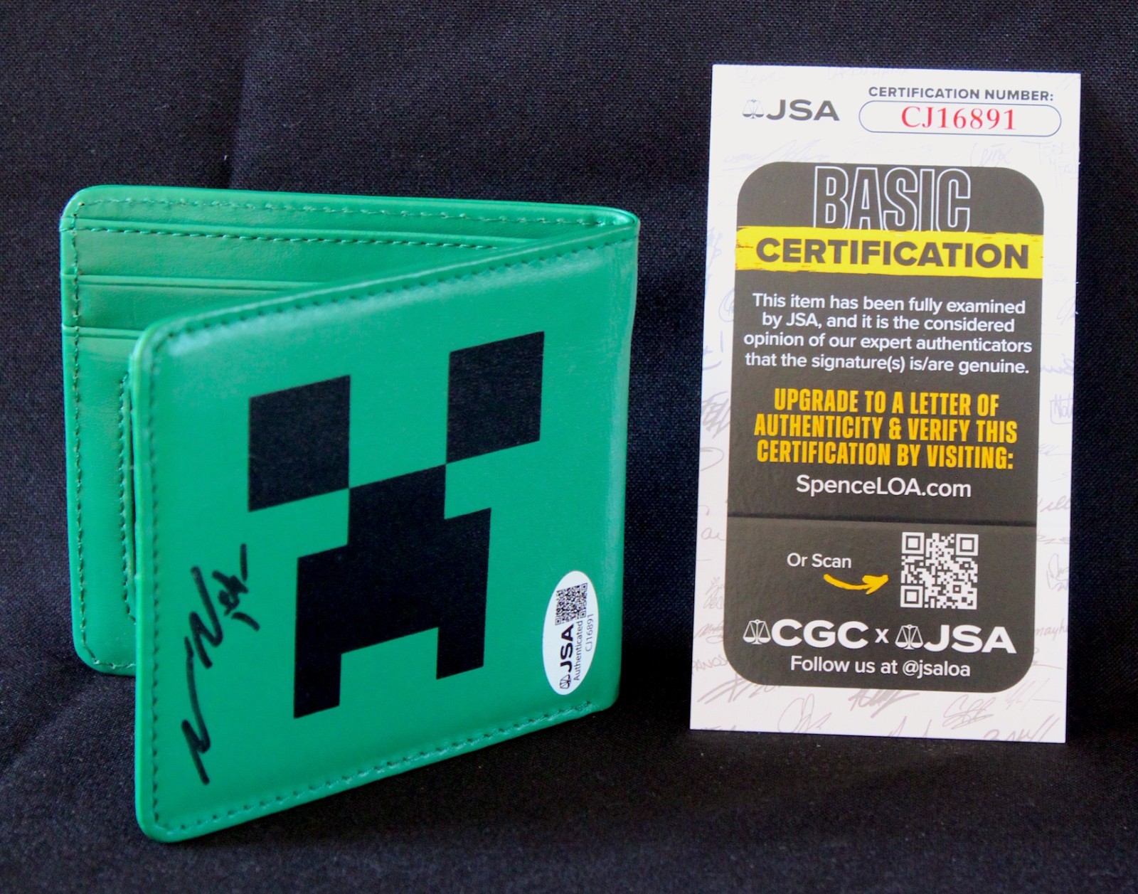 Jens “Jeb” Bergensten Signed Minecraft Creeper Wallet – Paris Minecon 2012 – JSA