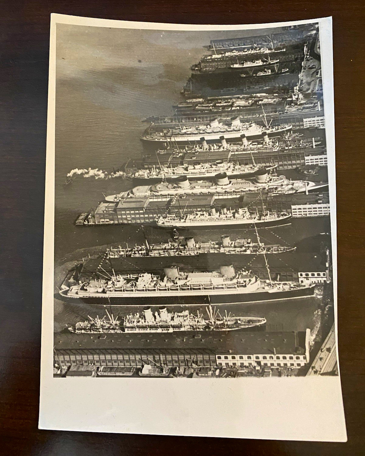 1939 Press Photograph B&W Ocean Liners at Docks, New York 1939 Press Photograph B&W Ocean Liners at Docks, New York