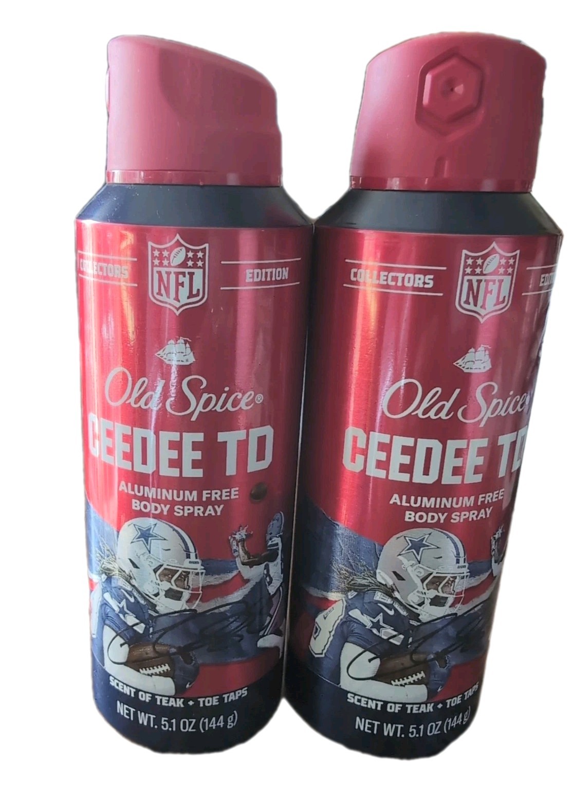 Two Old Spice NFL Ceedee TD Aluminum Free Body Sprays 5.1 oz Collect Edition Two Old Spice NFL Ceedee TD Aluminum Free Body Sprays 5.1 oz Collect Edition