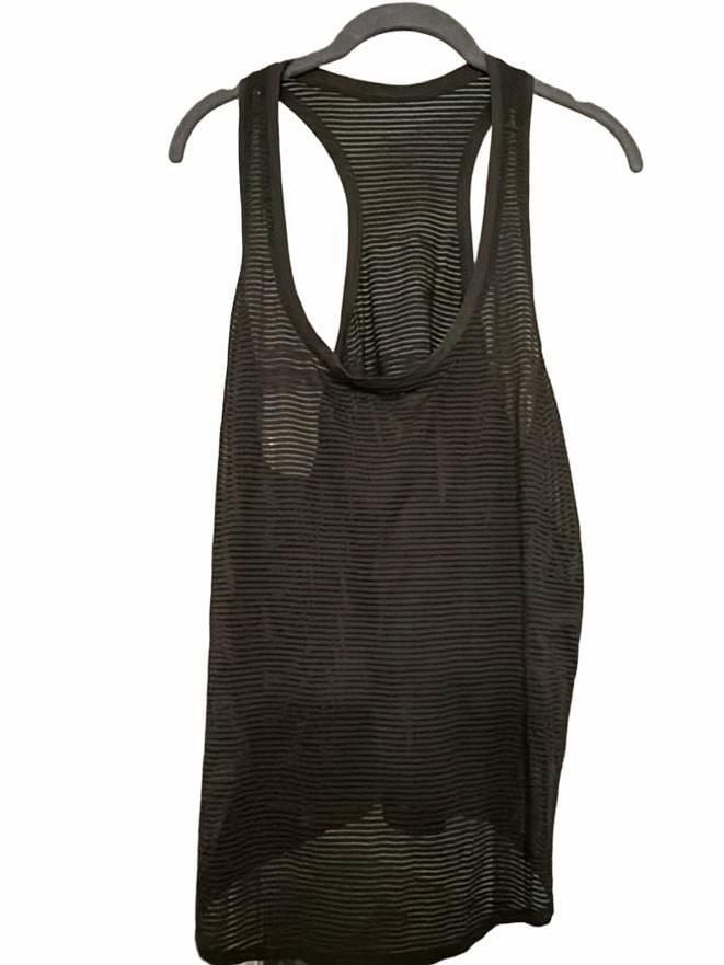Lululemon Tank Top Olive Green Sheer Striped Racerback Size 6