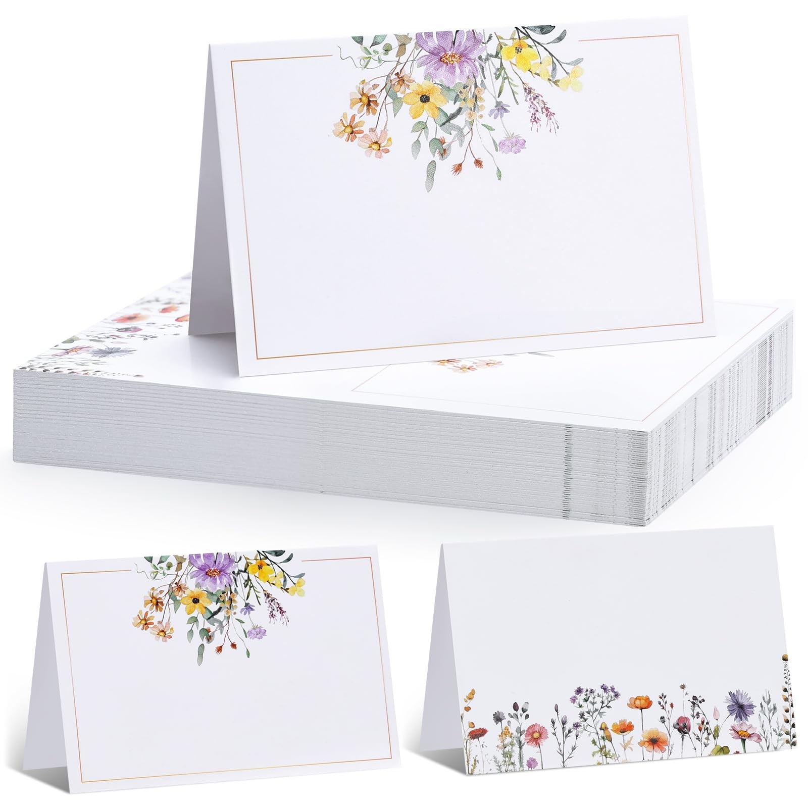 -60pcs Floral Wildflower Place Cards, Size 4.33x3.54 Inch, Tent Card, Escort ...