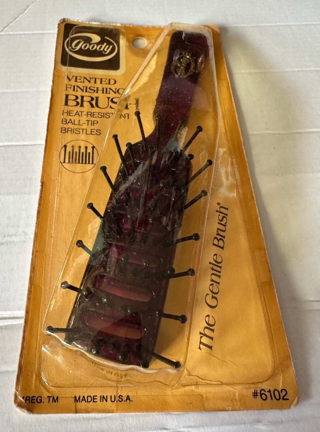 Vintage 1975 Goody Vented Finishing Brush Purple Lucite New in Package Vintage 1975 Goody Vented Finishing Brush Purple Lucite New in Package