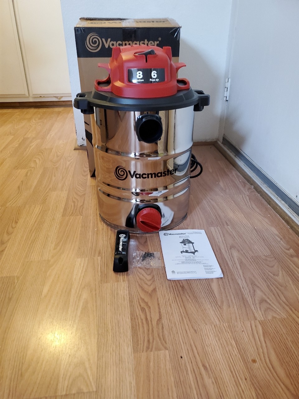 Vacmaster VOC812SF 8-Gal Wet/Dry Vacuum Only, Stainless Steel Tank No Attachment