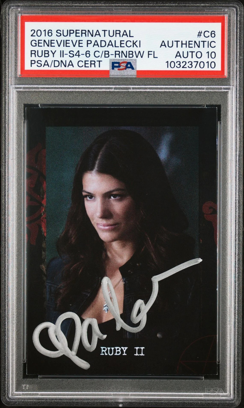 2016 Cryptozoic Supernatural #C6 Genevieve Padalecki Rainbow Foil Signed PSA 10 2016 Cryptozoic Supernatural #C6 Genevieve Padalecki Rainbow Foil Signed PSA 10