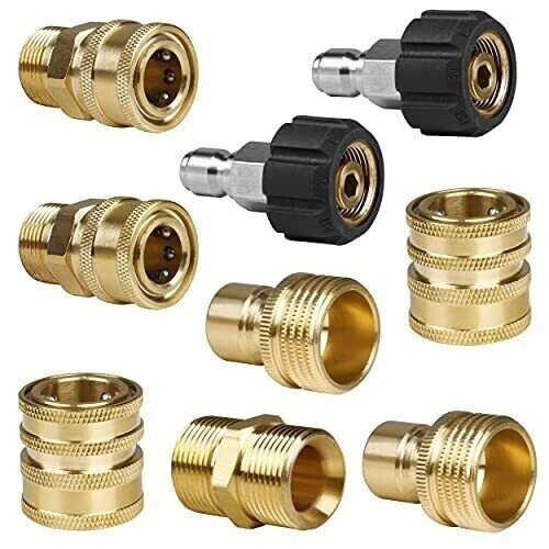 9Pc Pressure Washer Adapter Set Quick Disconnect Kit M22 Swivel to 3/8'' Connect 9Pc Pressure Washer Adapter Set Quick Disconnect Kit M22 Swivel to 3/8'' Connect