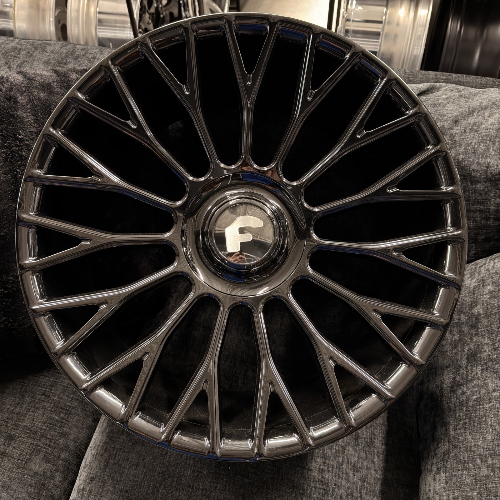 24x9/10 Forgiato NB6-M Gloss Black XL Floater Cap Wheels Tires Pkg 5 lug cars