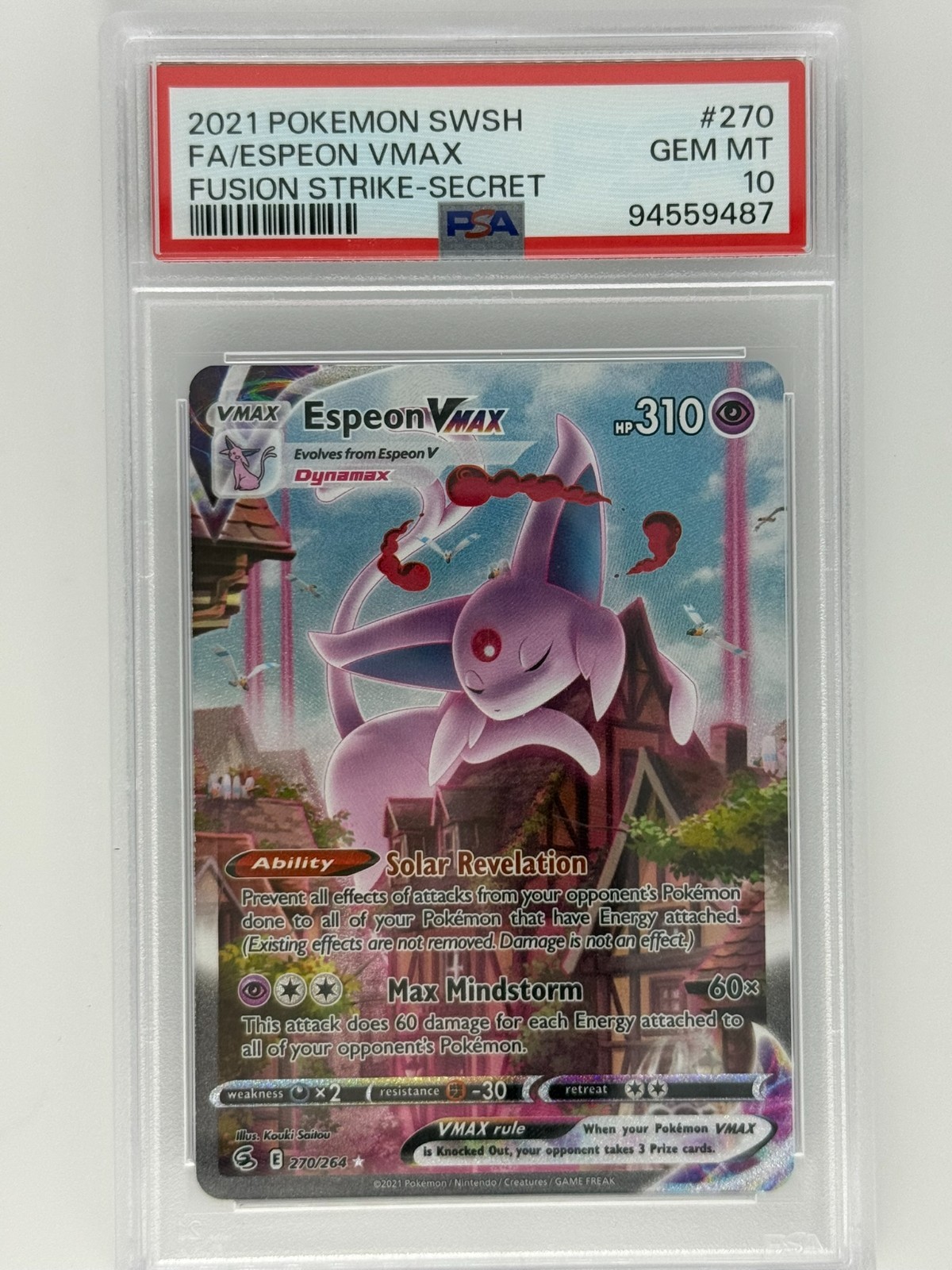 2021 Pokemon Espeon VMAX #270 Fusion Strike PSA 10 2021 Pokemon Espeon VMAX #270 Fusion Strike PSA 10