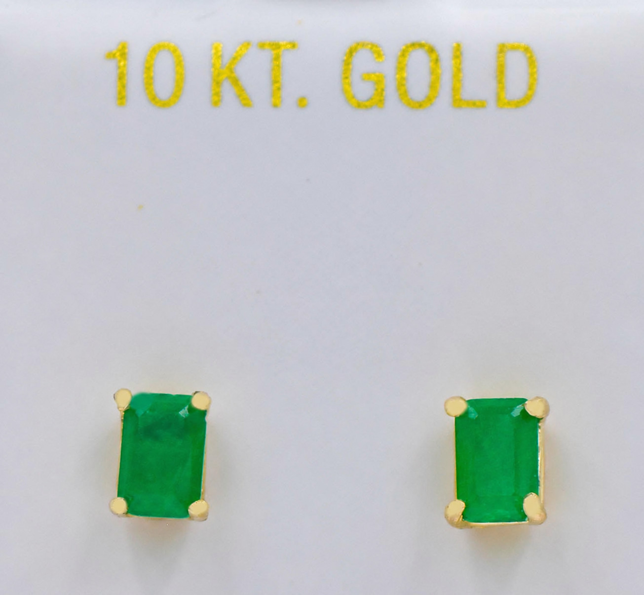 GENUINE 1.26 Cts EMERALD STUD EARRINGS 10K GOLD - Free Appraisal Service - NWT
