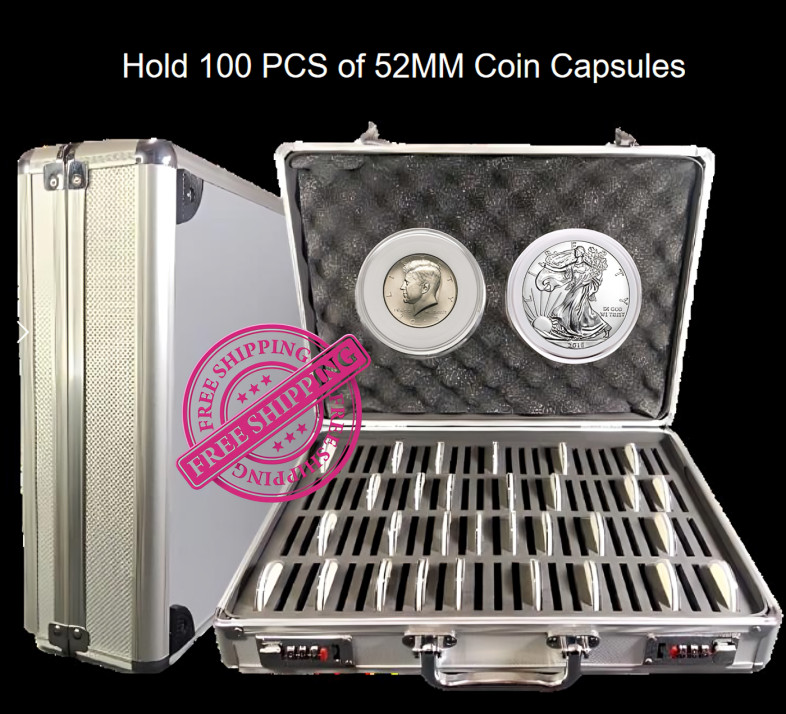 1 PC Aluminum Coin Storage Case 100x52mm Lockable Display Box