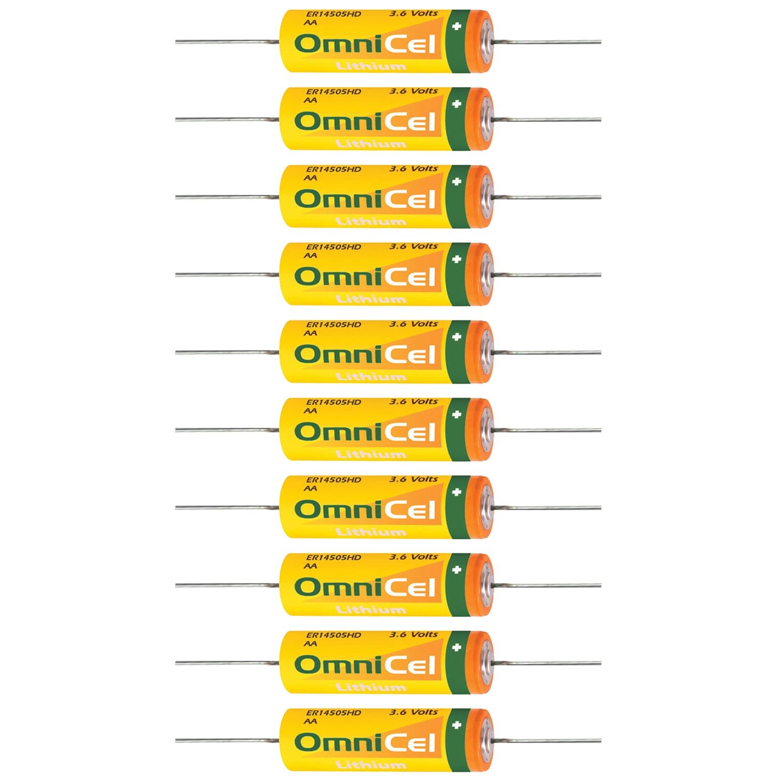 10pc OmniCel ER14505HD 3.6V Sz AA Lithium Battery Axial Pins Sensors Detectors 10pc OmniCel ER14505HD 3.6V Sz AA Lithium Battery Axial Pins Sensors Detectors