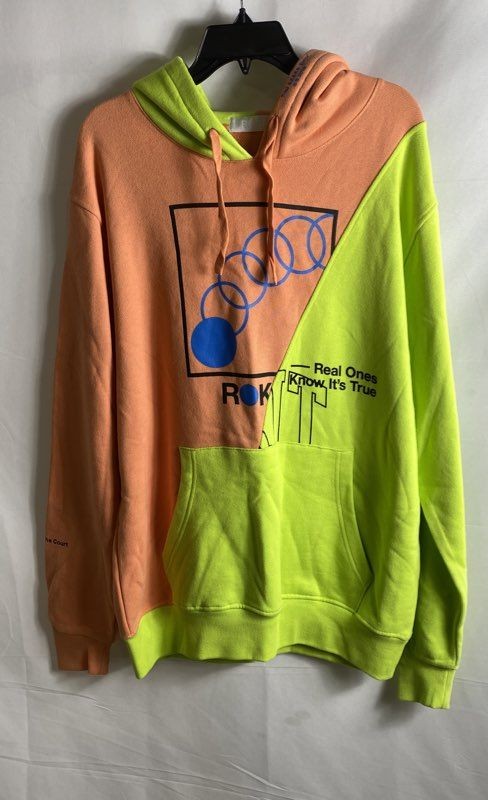 ROKIT Men\'s Roses Hoodie Orange Green Colorblock S-S 2019 NWT Sz XL