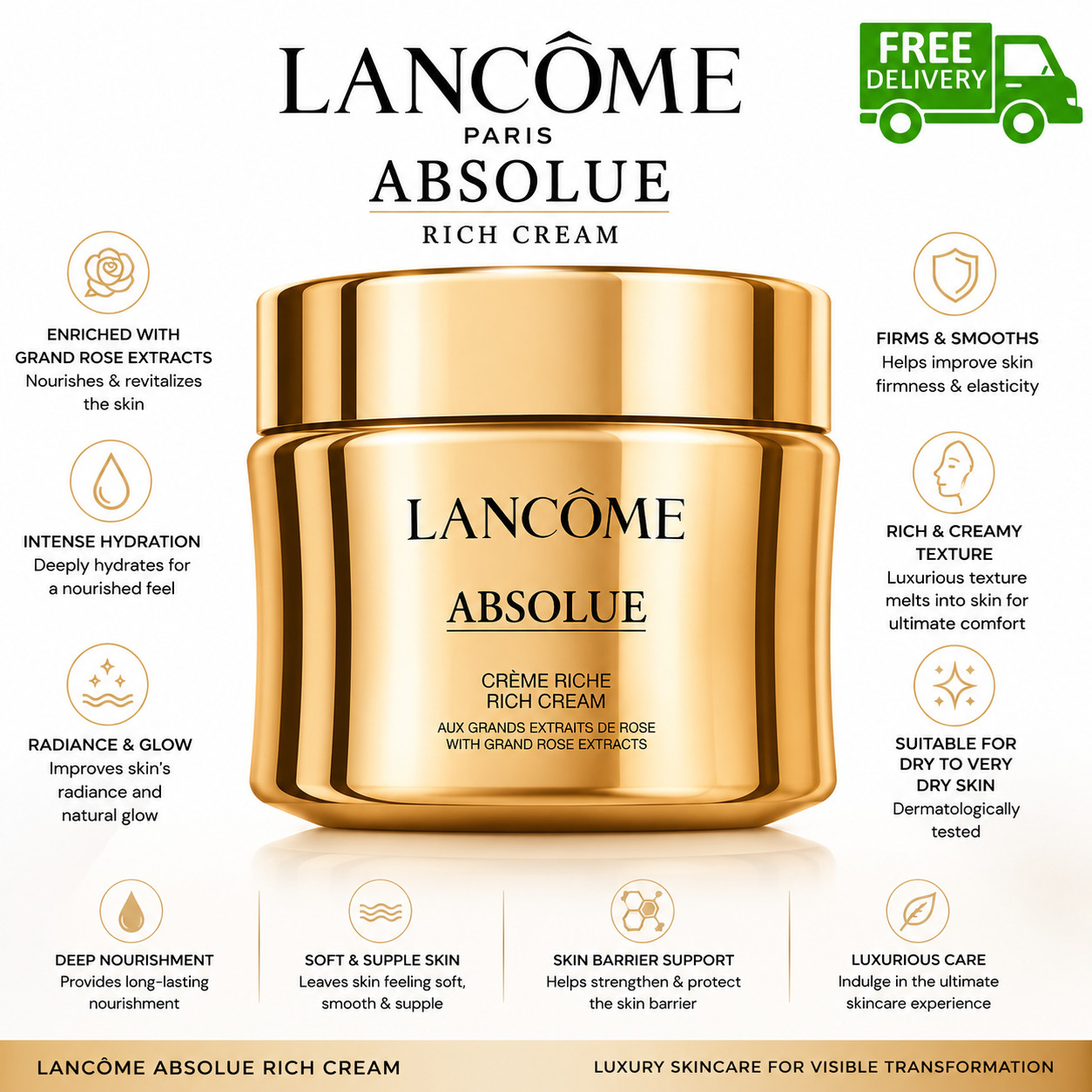 Lancome Absolue Rich Cream 60ml 2oz Face Moisturiser Authentic New Sealed Box